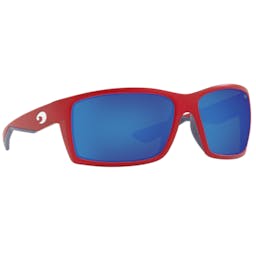 Costa Reefton Polarized Sunglasses (Men's) - Matte USA Red Frame/Blue Mirror Lenses Thumbnail}
