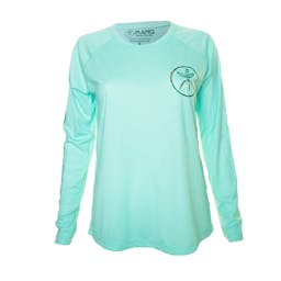 MANG Planting Hope Turtle Long Sleeve Performance Shirt (Women's) Front - Seagrass Thumbnail}