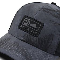 Pelagic Offshore Icon Gyotaku Low Profile Trucker Hat - Black Thumbnail}