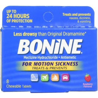 Bonine Motion Sickness Chewable Tablets, Raspberry (8 Tablets)