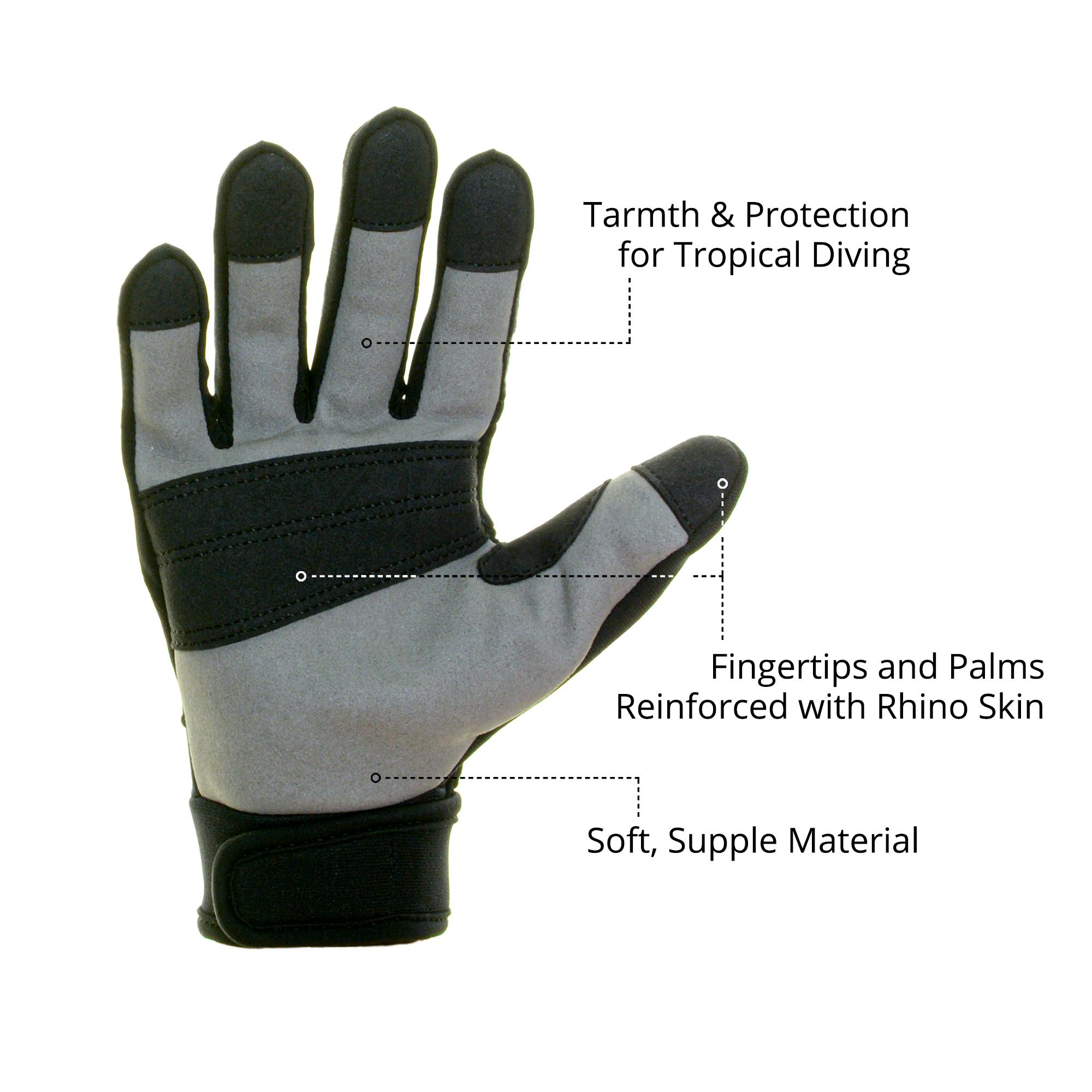 EVO 2mm Tropic Rhino Skin Dive Gloves Palm Infographic