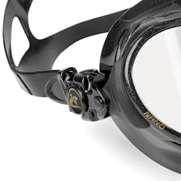 Cressi Nano Black Mask, Two Lens (Mirrored) Buckle Detail Thumbnail}