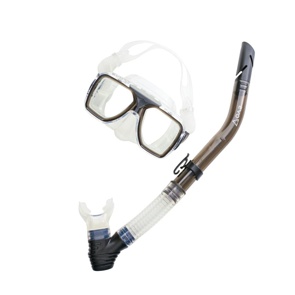 EVO Drift Dual Lens Mask and Semi-Dry Snorkel Combo - Black