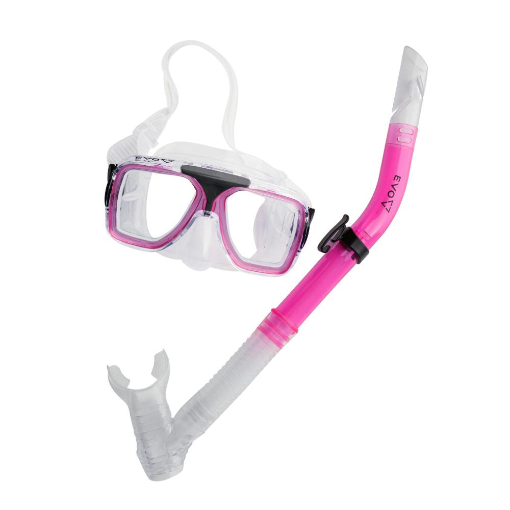 EVO Drift Dual Lens Mask and Semi-Dry Snorkel Combo - Pink