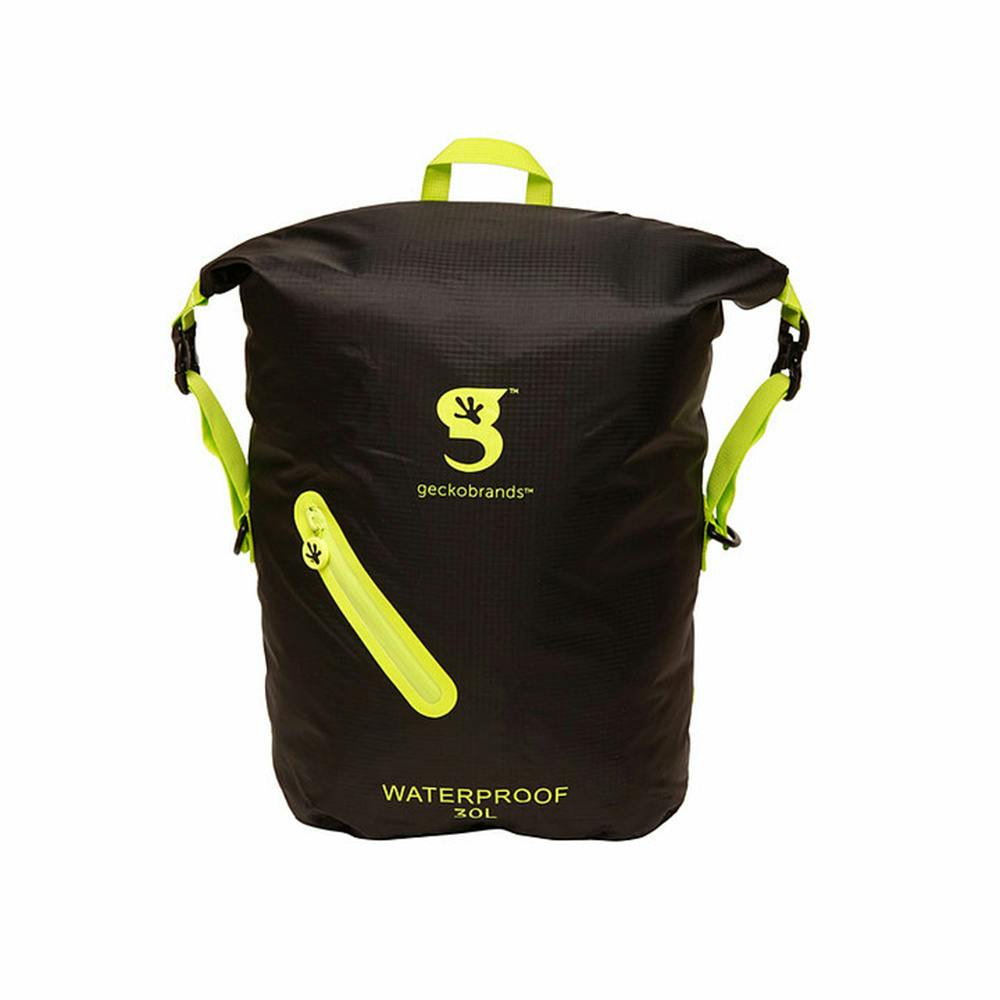 Geckobrands Waterproof Lightweight Backpack - Black/Green