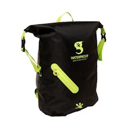 Gecko Waterproof Lightweight Backpack Side View - Black/Green Thumbnail}