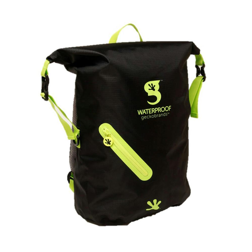 Gecko Waterproof Lightweight Backpack Side View - Black/Green