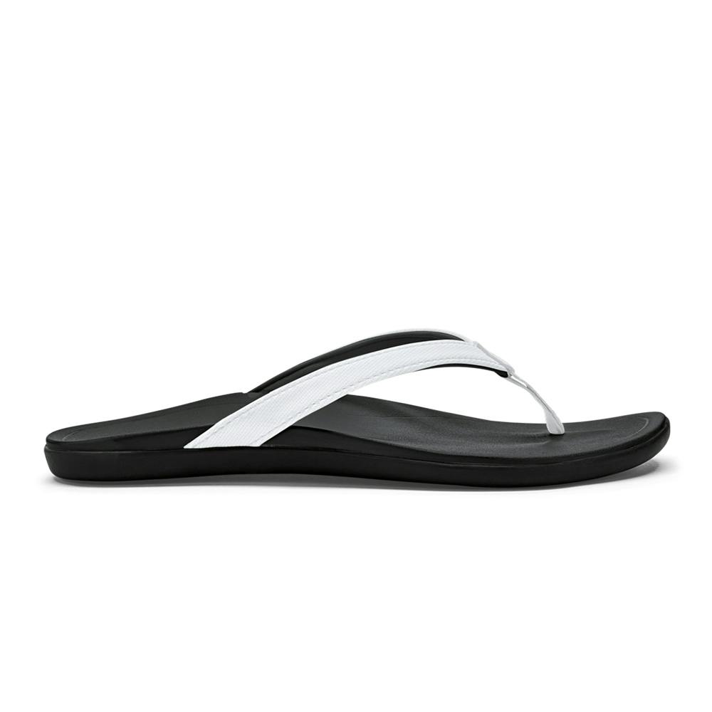 Olukai Ho'opio Leather Sandals (Women’s) - White/Black