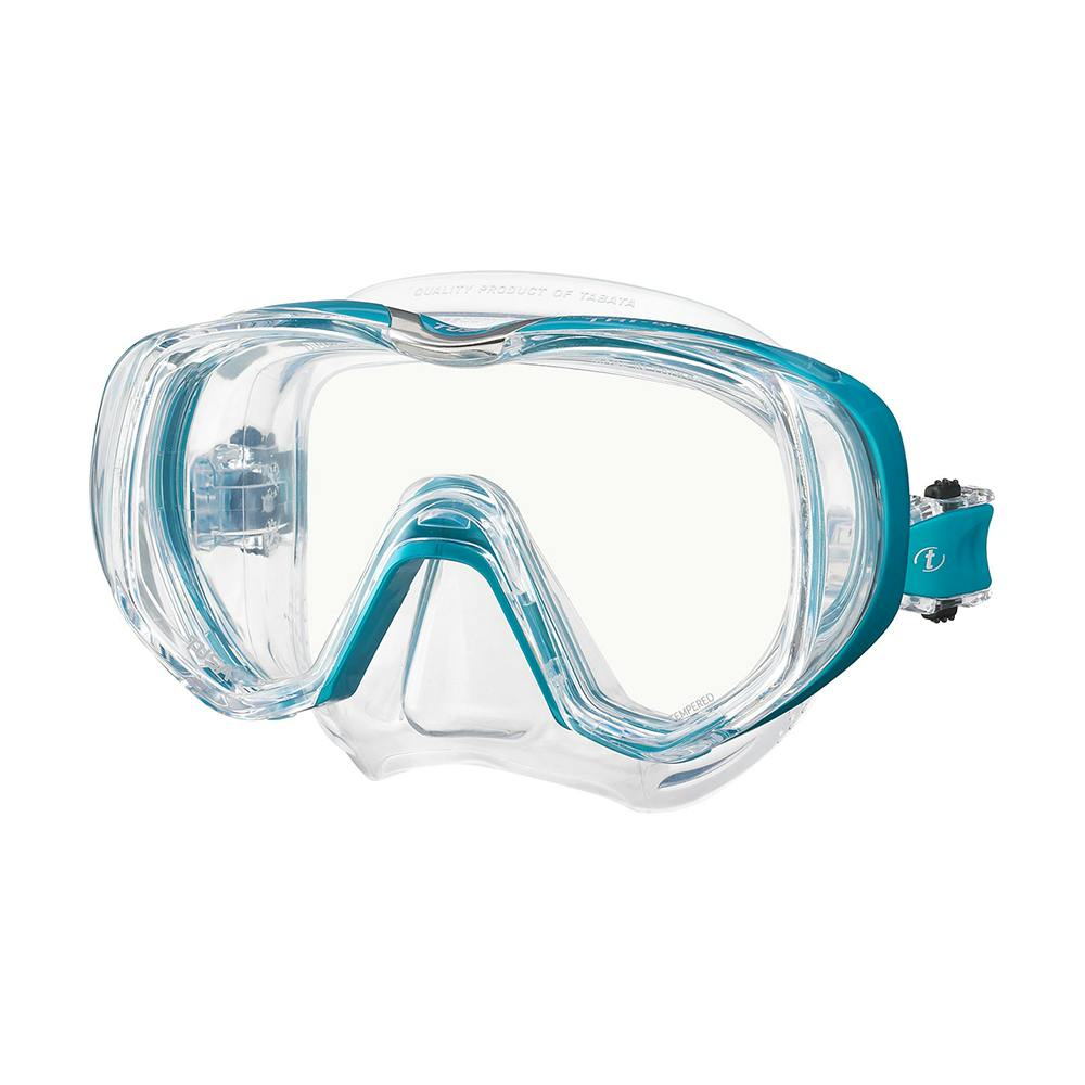 TUSA Tri-Quest Mask, Wraparound Lens - Clear/Ocean Green