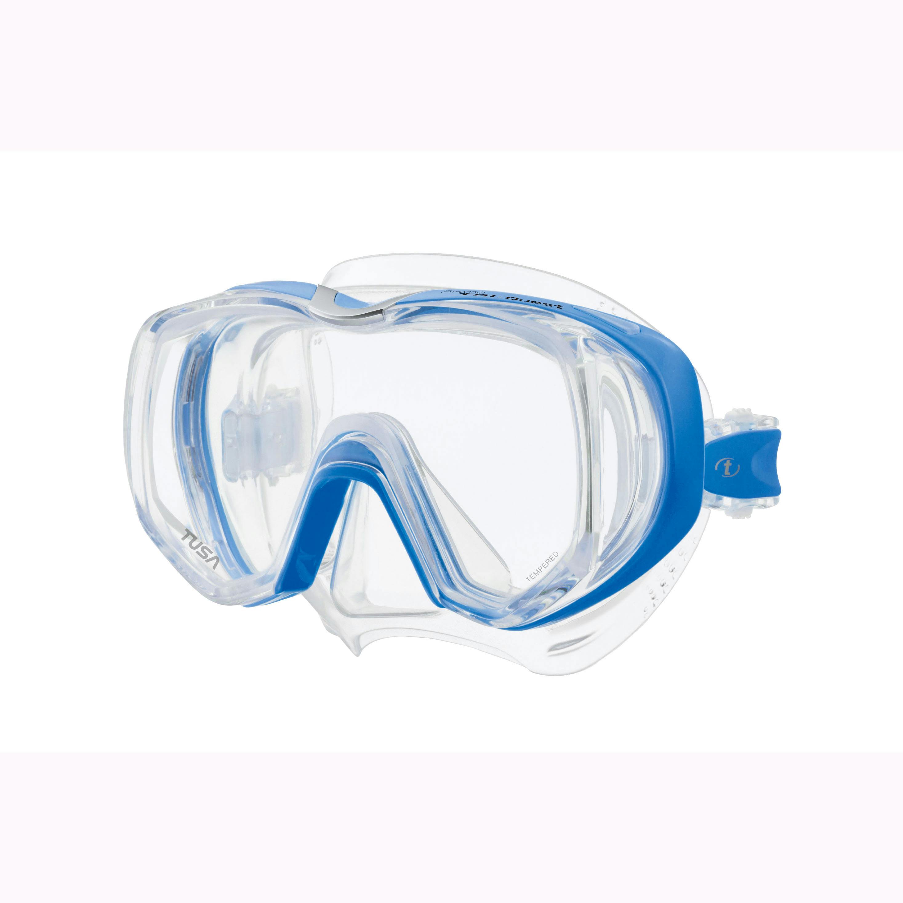 TUSA Tri-Quest Mask, Wraparound Lens - Clear/Fishtail Blue
