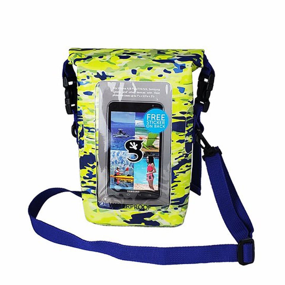Gecko Waterproof Tote with Phone Compartment - Neon Green Geckoflage