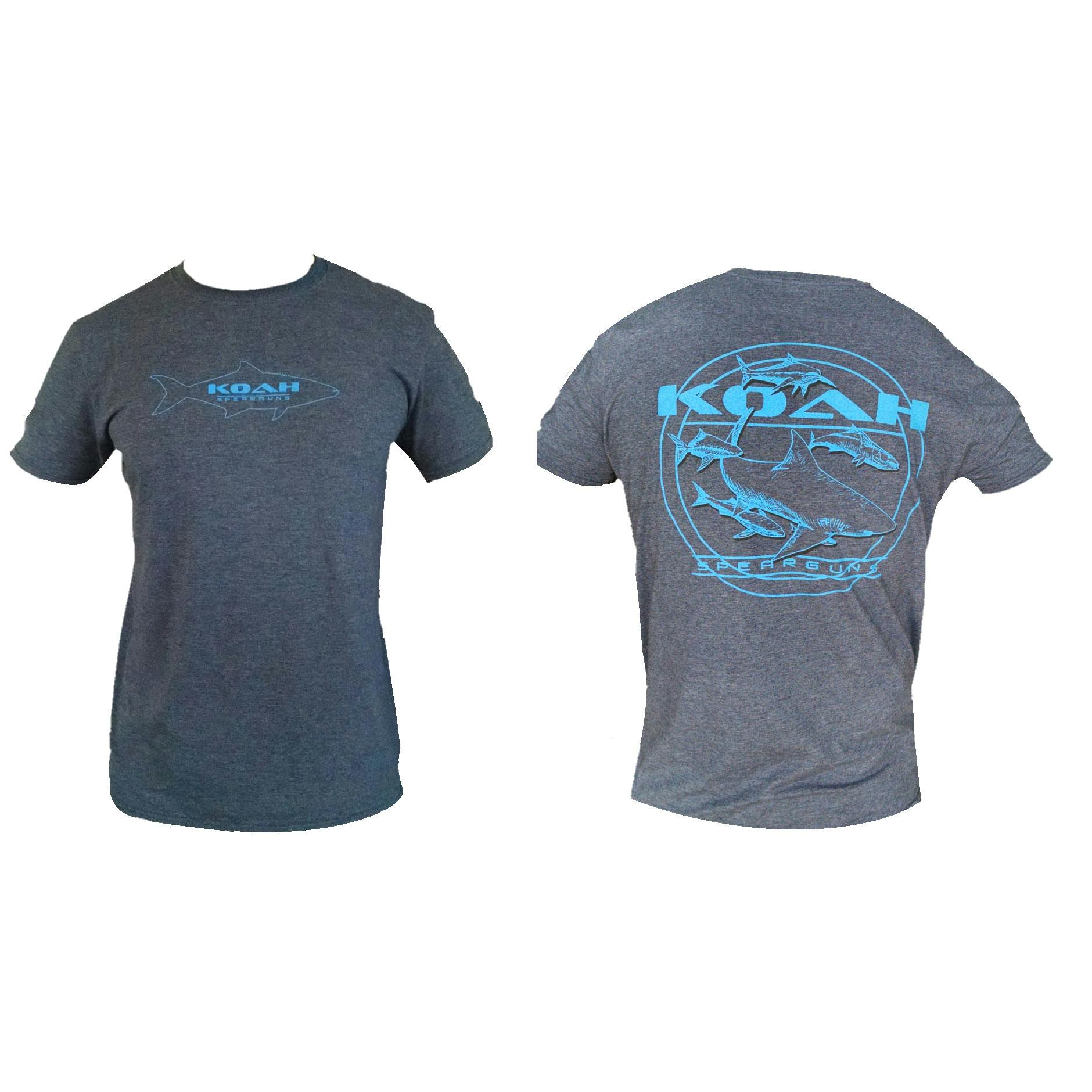 Koah Shark Cobia Spearfishing T-Shirt Front and Back - Navy