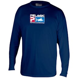 Pelagic Aquatek Long Sleeve Performance Fishing Shirt - Navy Thumbnail}