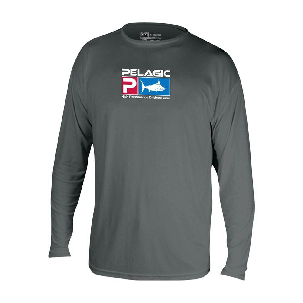Pelagic Aquatek Long Sleeve Performance Fishing Shirt - Charcoal