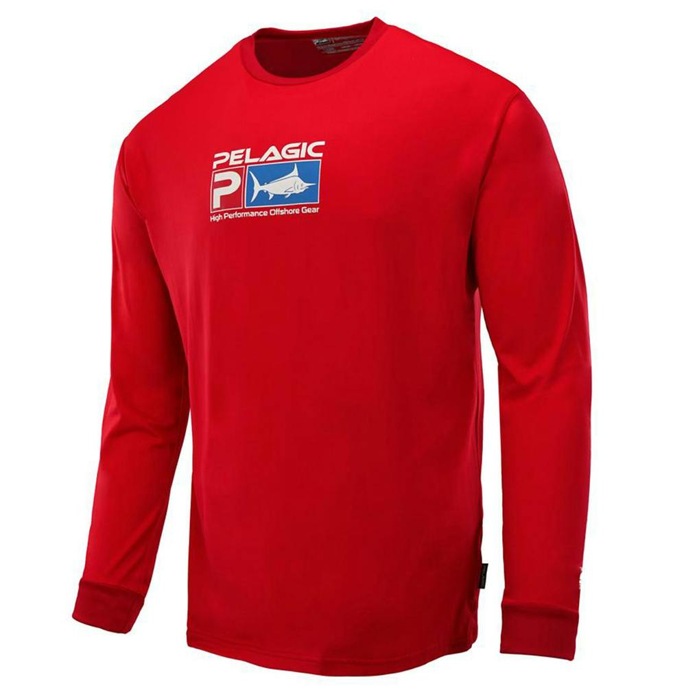 Pelagic Aquatek Long Sleeve Performance Fishing Shirt - Red