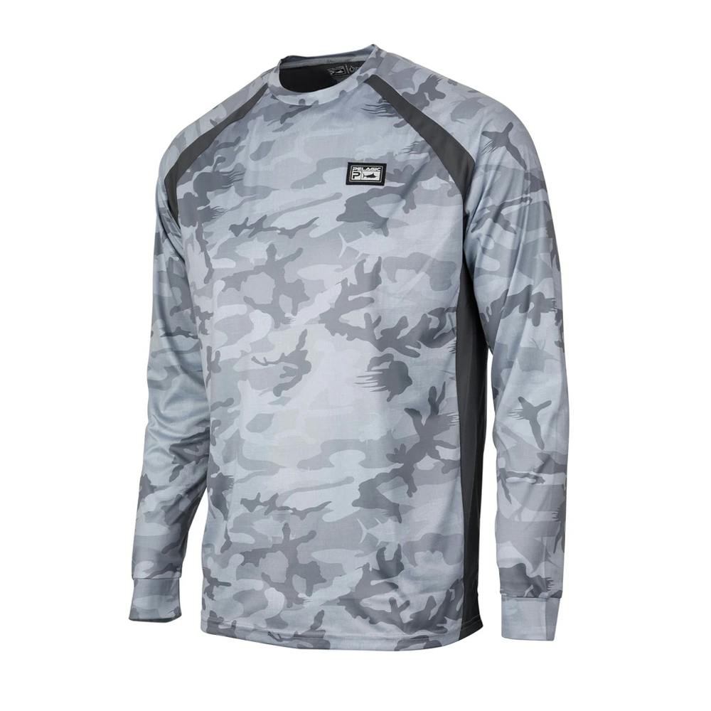 Pelagic VaporTek Long Sleeve Performance Shirt - Light Grey Fish Camo