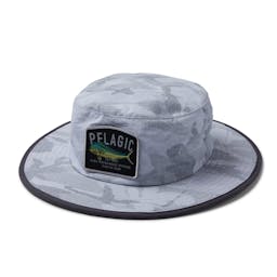 Pelagic Sunsetter Pro Bucket Hat (Men's) - Fish Camo Light Grey Thumbnail}