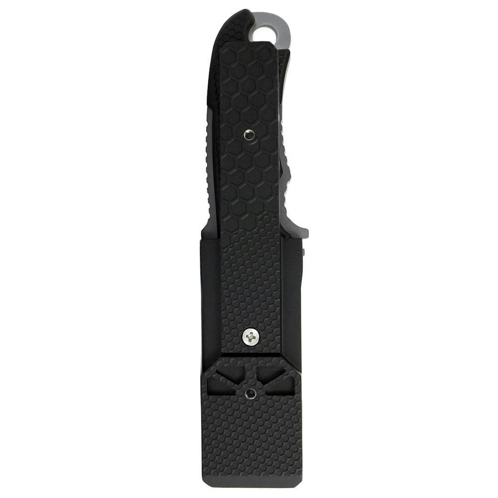 Aqua Lung Small Squeeze 3.5" Spear-Tip Titanium Diving Knife Sheathed Back View