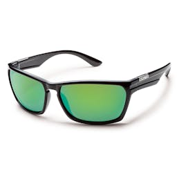Suncloud Cutout Polarized Sunglasses - Black Frame with Green Mirror Lenses Thumbnail}