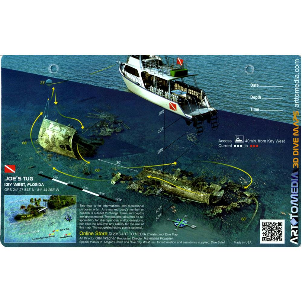 Waterproof 3D Dive Map - Joe’s Tug - Key West, FL