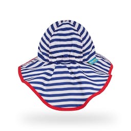 Sunday  Afternoons Infant's Sunsprout Sun Hat Back View - Navy/White Stripe Thumbnail}