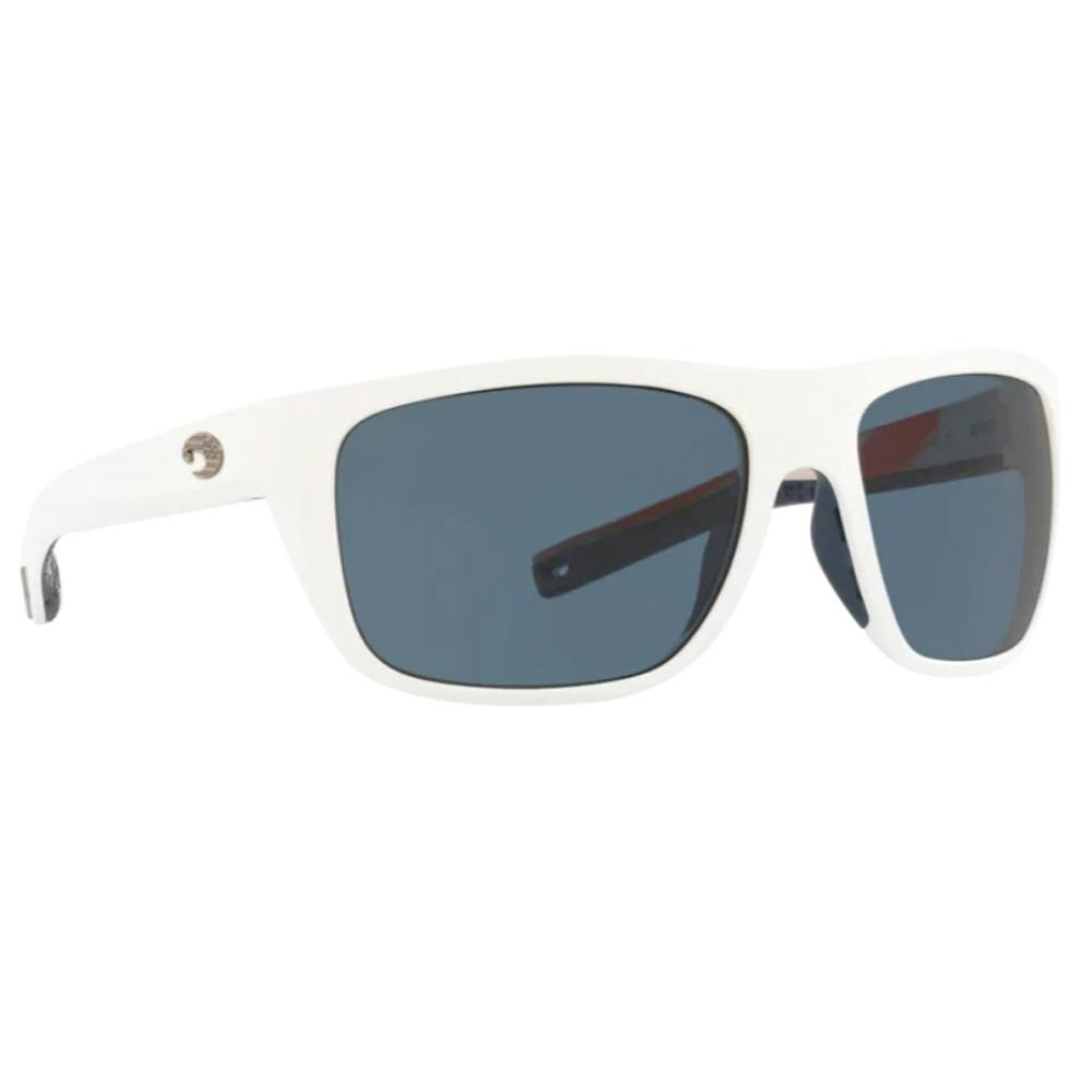 Costa Broadbill Polarized Sunglasses - Matte USA White Frame/Gray Lenses