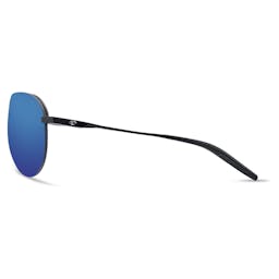 Costa Helo Polarized Sunglasses Matte Black Frame with Blue Mirror Left Side View Thumbnail}