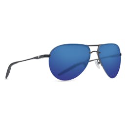 Costa Helo Polarized Sunglasses Matte Black Frame with Blue Mirror Thumbnail}