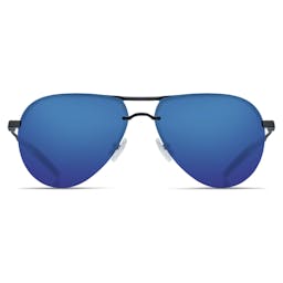 Costa Helo Polarized Sunglasses Matte Black Frame with Blue Mirror Front View Thumbnail}