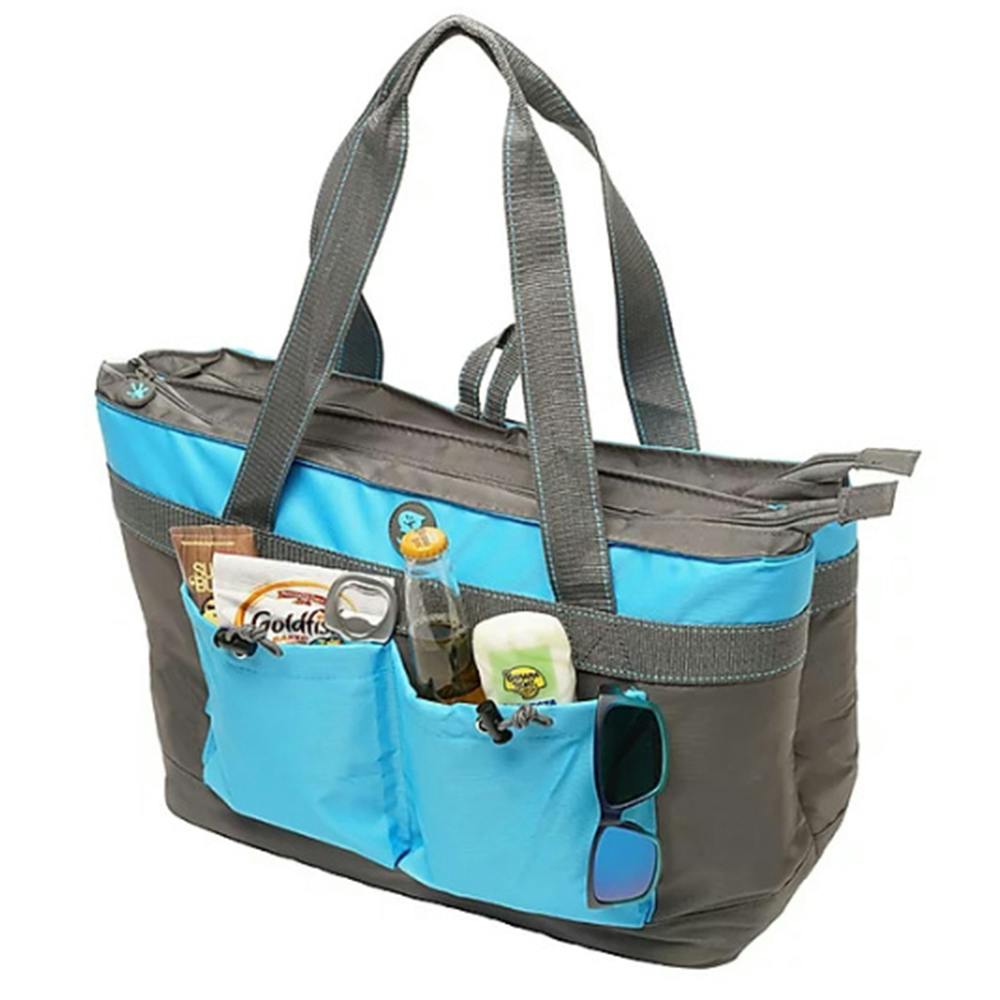 Gecko 2 Compartment Tote Cooler - Grey/Neon Blue (Contents NOT Included)