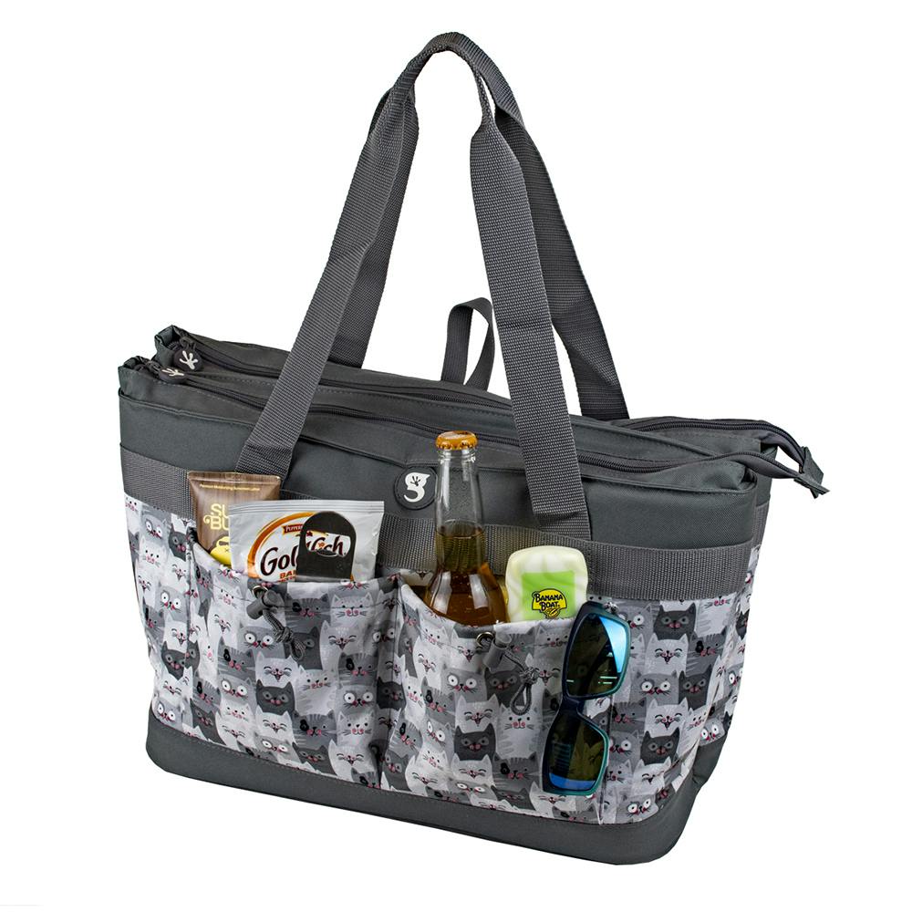 Gecko 2 Compartment Tote Cooler - Cats (Contents NOT Included)