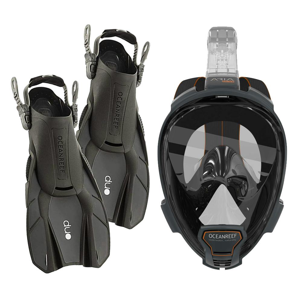 Ocean Reef Aria QR+ Snorkeling Gear Set/Aria QR+ Full Face Mask/DUO Fins