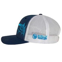 Born of Water Tiger Shark Trucker Hat Back - Navy/White Thumbnail}