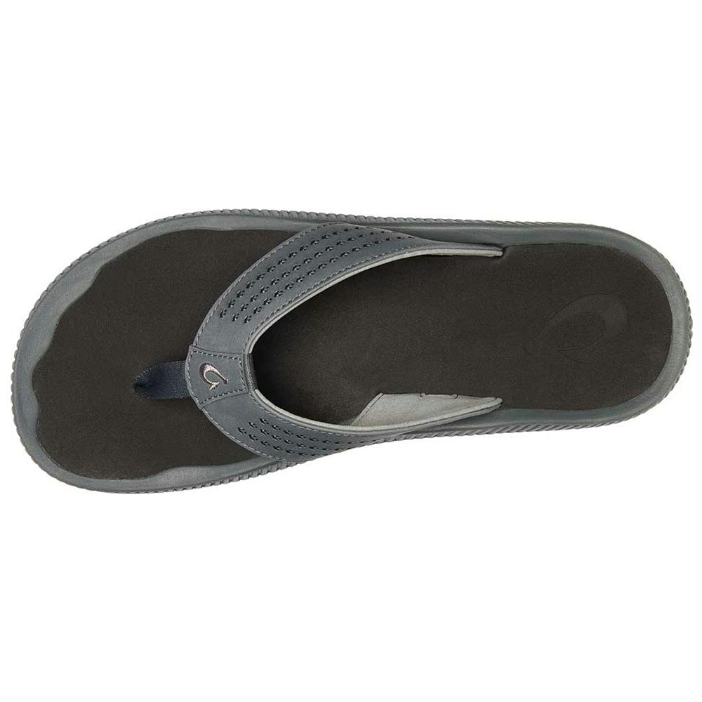 Olukai Ulele Thong Sandals (Men's) Top View - Dark Shadow/Black