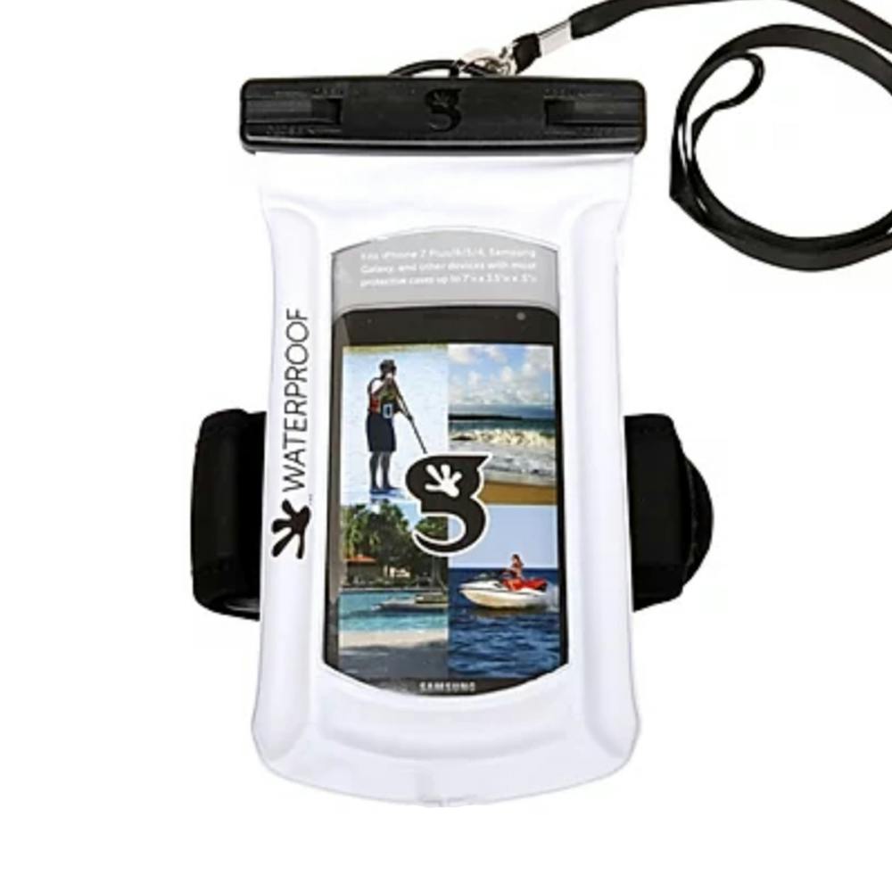 Gecko Float Phone Dry Bag with Armband - White