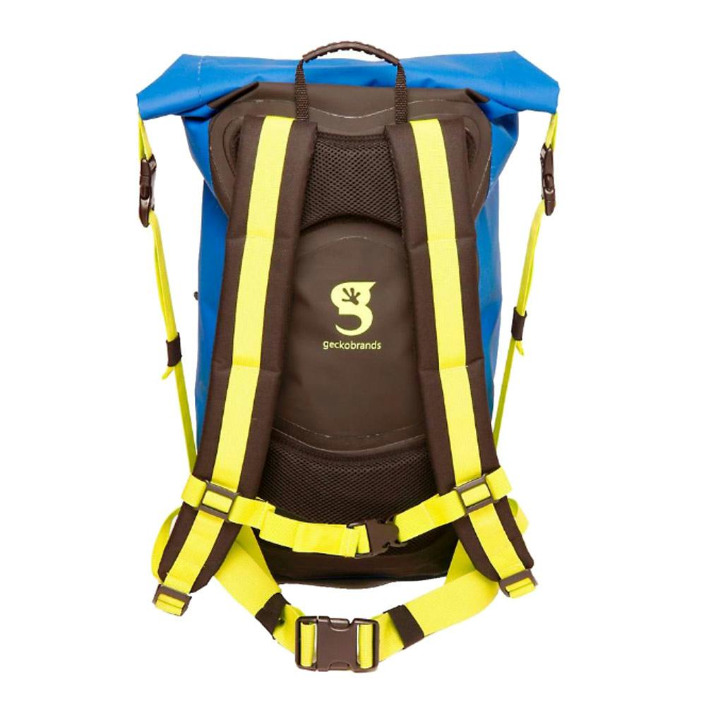 Gecko Paddler 30L Waterproof Backpack Back View - Royal/Neon Green