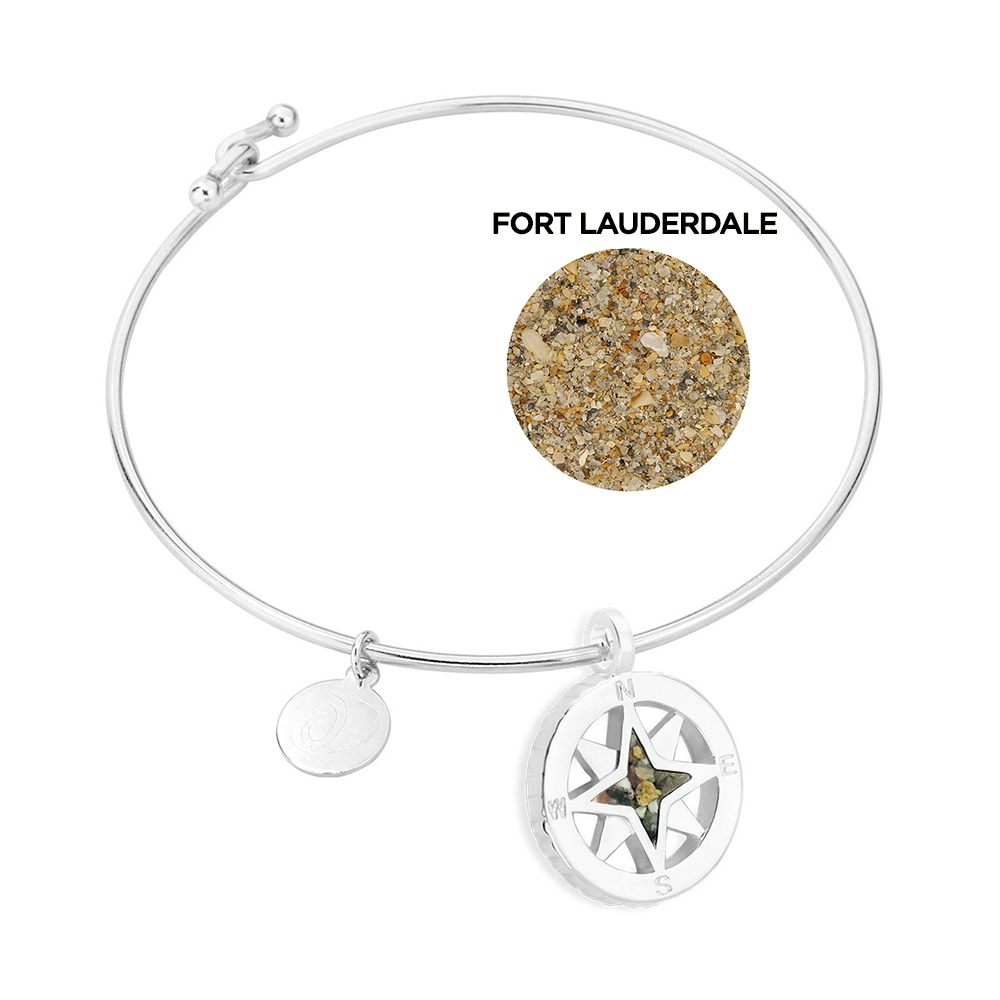 Dune Sterling Silver Compass Bangle