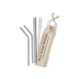 Stainless Steel Reusable Straw Set - Be a Better Human Thumbnail}