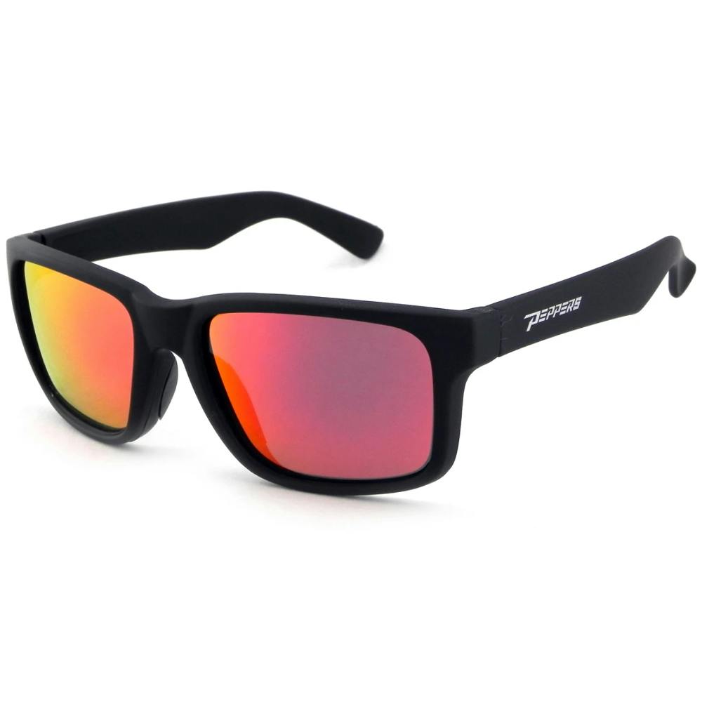 Peppers Beachcomber Polarized Sunglasses - Matte Black Frame/Red Mirror Lenses