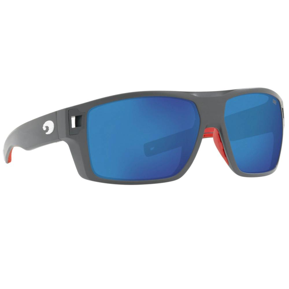 Costa Diego Polarized Sunglasses - Matte USA Gray Frame/Gray Blue Mirror Glass Lens