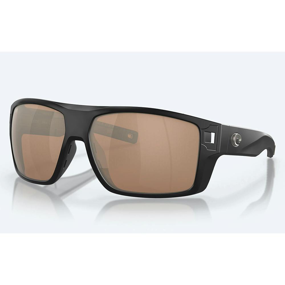 Costa Diego Polarized Sunglasses - Matte Black Frame/Copper Silver Glass Lens