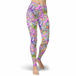 Spacefish Army Leggings - Octofloral - Front View Thumbnail}