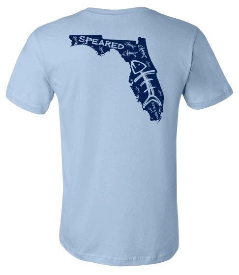 Speared State of Florida Logo T-Shirt Back - Blue