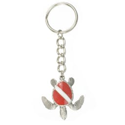 Big Blue Sea Turtle with Dive Flag Keychain Thumbnail}