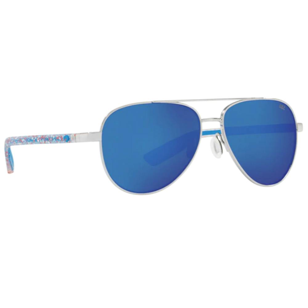 Costa Peli Polarized Sunglasses - Shiny Silver Frame/Blue Mirror