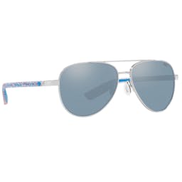 Costa Peli Polarized Sunglasses - Shiny Silver Frame/Grey Mirror Thumbnail}