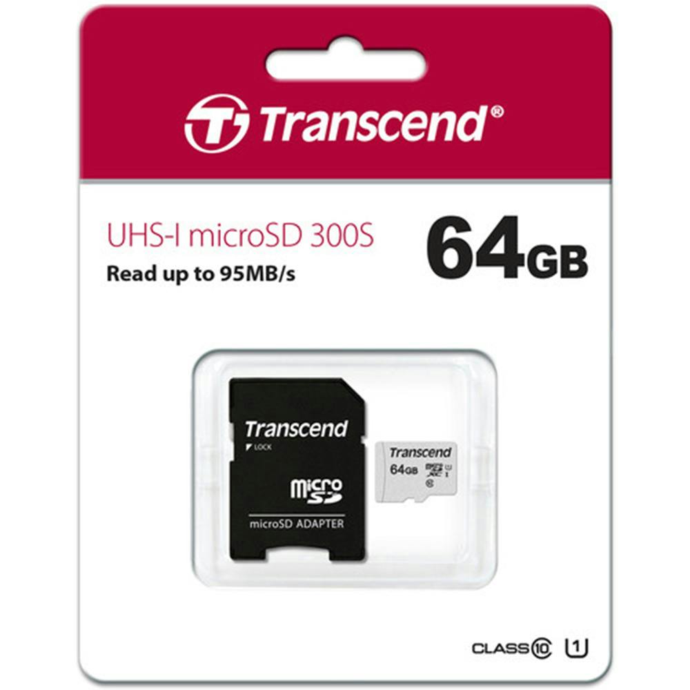 Transcend 64GB Micro SD Memory Card with SD Adapter Package