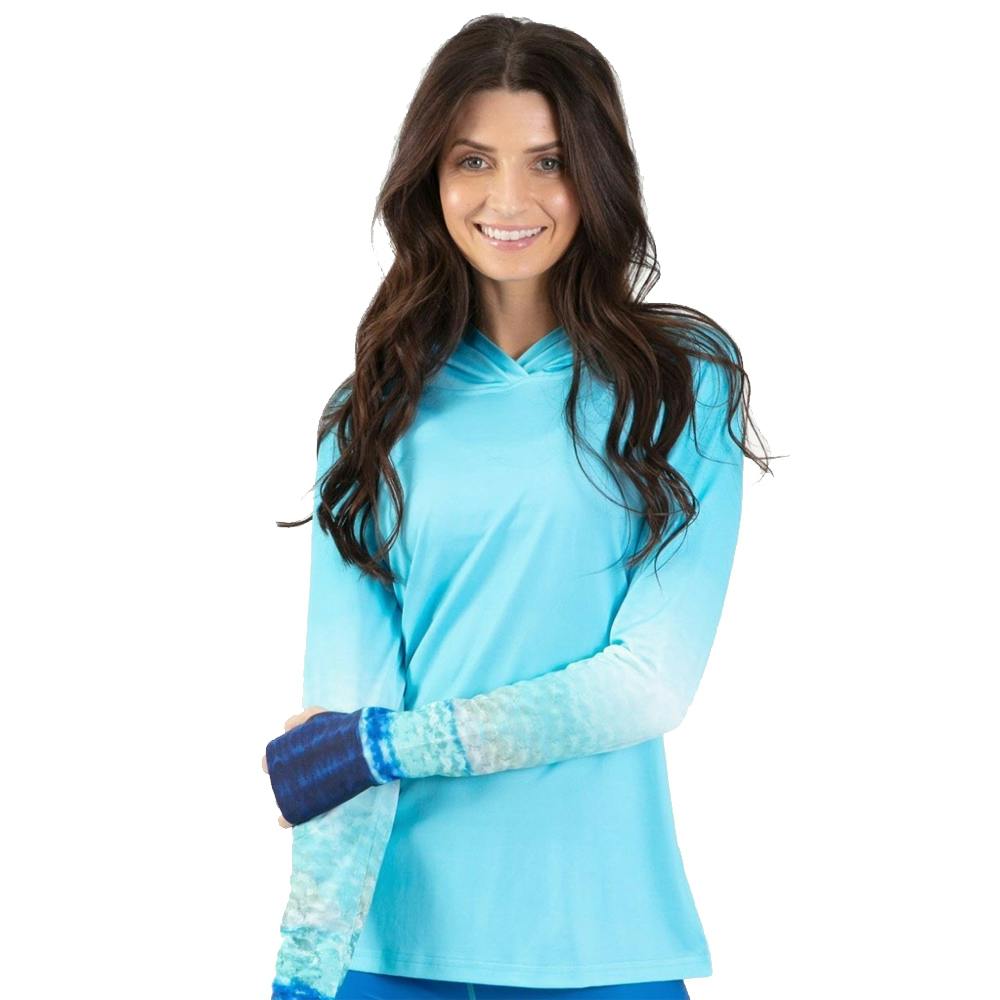 Wave Life Blue Marlin Hooded Long Sleeve Performance Shirt