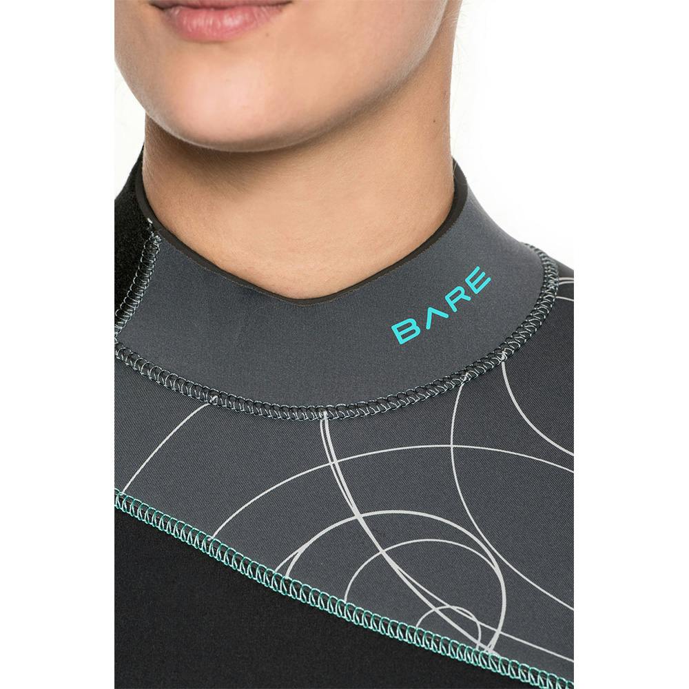 BARE Elate 3/2mm Wetsuit (Women’s) Neck Detail - Gray