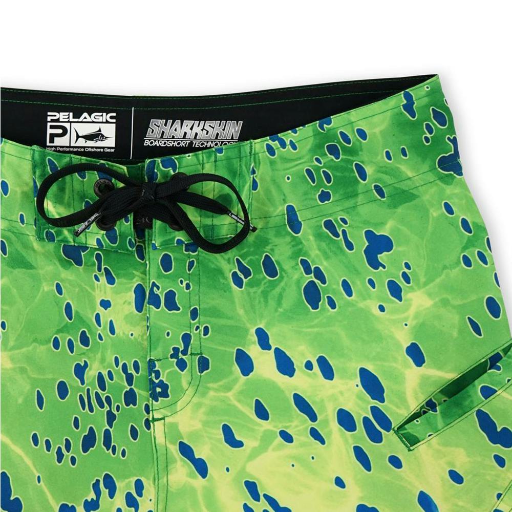 Pelagic Sharkskin Dorado Fishing Shorts (Kids) Waist Detail - Green